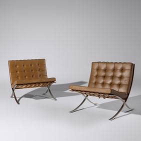 Ludwig Mies van der Rohe (German-American, 1886–1969) Barcelona chairs, pair, 1929 / c.1975