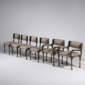 Paul Evans (American, 1931–1987) Sculpted Bronze chairs, set of 6, c. 1970 Paul Evans Studio