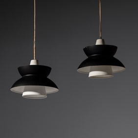 Jørn Utzon (Danish, 1918–2008) Pair of pendant lamps, model 16534, c. 1956 for Louis