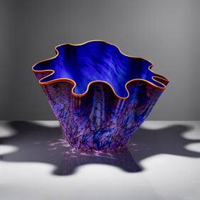 Dale Chihuly (American, b. 1941) Cobalt Blue Macchia with Orange Lip Wrap, 1996