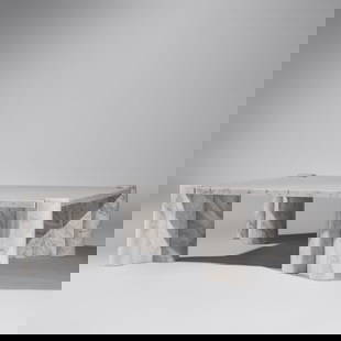 Gae Aulenti (Italian, 1927–2012) Jumbo coffee table Knoll International Italy / USA, 1964: Gae Aulenti (Italian, 1927–2012) Jumbo coffee table Knoll International Italy / USA, 1964 Carrara marble 'GCF' in chalk to underside 14? h × 44 w × 44 d in (36 × 112 × 112