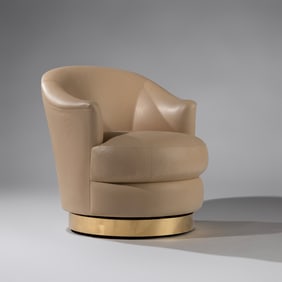 Karl Springer (German-American, 1931–1991) Barrel-back swivel chair, c. 1980