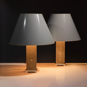 Karl Springer (German-American, 1931–1991) Shagreen table lamps, pair, c. 1985
