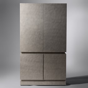 Karl Springer (German-American, 1931–1991) Custom cabinet in scored leather finish