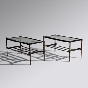 Jacques Adnet (French, 1900–1984) Pair of tiered coffee tables, c. 1950