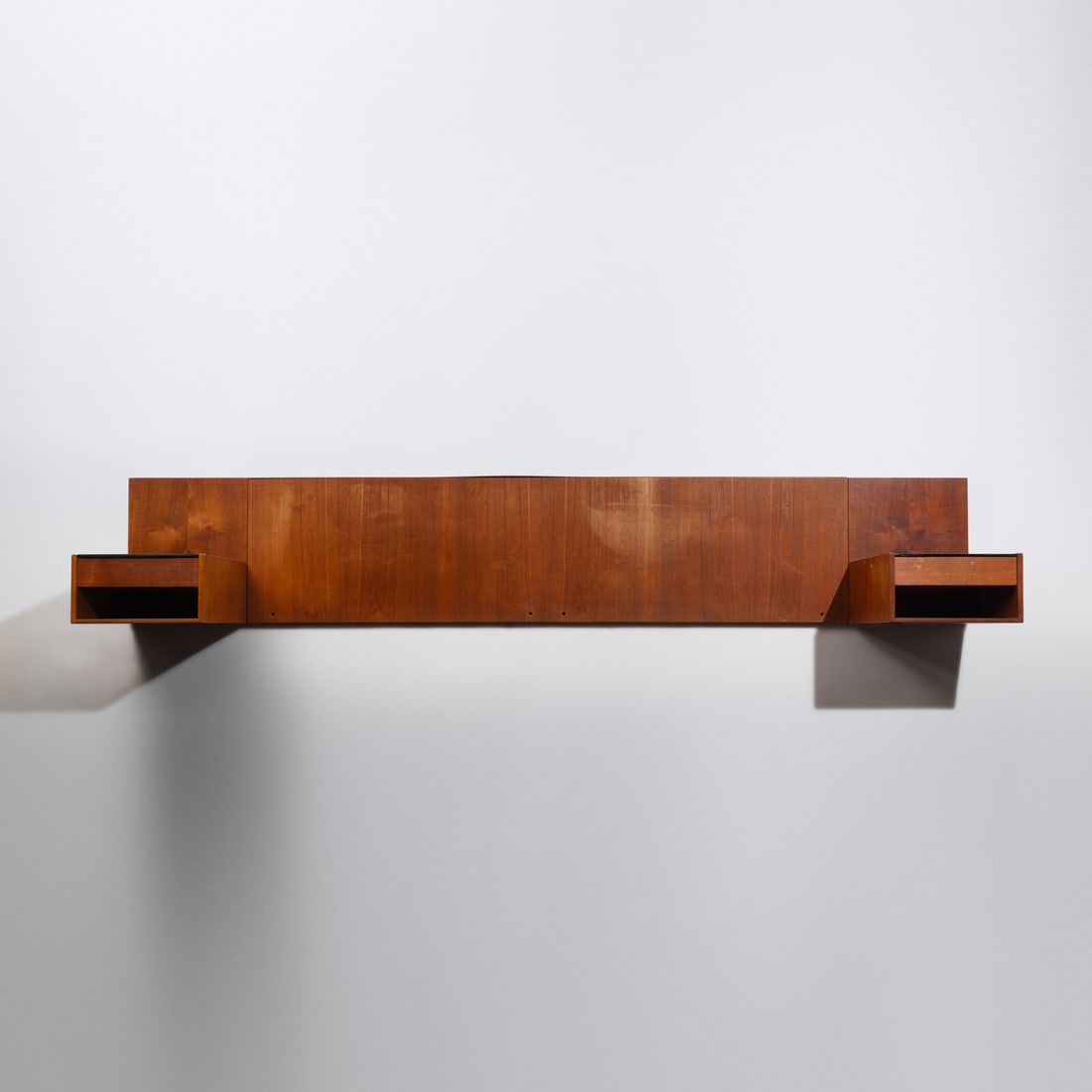Hans Wegner (Danish, 1886–1961) Wall-mounted king size headboard and nightstands, Getama, (1 of 2)