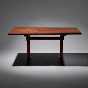 George Nakashima (American, 1905–1990) Trestle two-board dining table, 1964