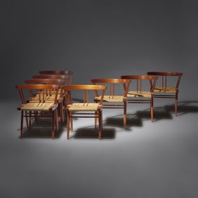 George Nakashima (American, 1905–1990) Grass Seat dining chairs, set of 8, 1964/1969