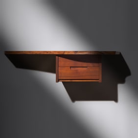 George Nakashima (American, 1905–1990) Hanging shelf with drawers, 1965