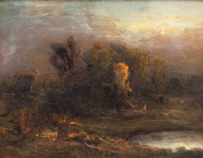 Gordon Brown (American, b. 1962) Fishing Hole: Gordon Brown (American, b. 1962) Fishing Hole oil on panel signed Gordon Brown (lower right) 11 x 14 inches. Property from the Collection of Ms. Sandy Elliott This lot is located in Denver.