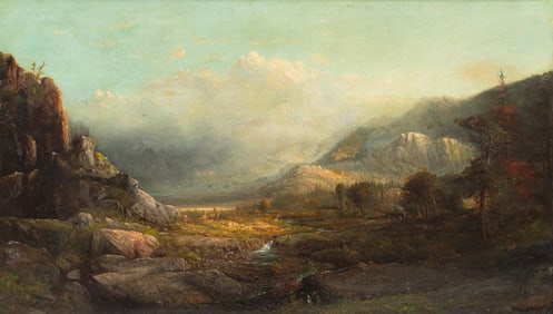 Henry Elkins, attributed (American, 1847-1884) Colorado Valley with Indian Teepees