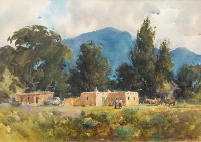 Lowell Ellsworth Smith (American, 1924-2008) Adobe Ranch, Taos, Study