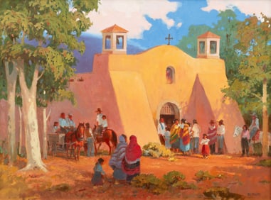 Mel Millsap (American, b. 1927) Sunday Morning in Taos