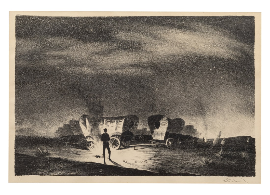 Peter Hurd (American, 1904-1984) The Sentinel, edition 465/500: Peter Hurd (American, 1904-1984) The Sentinel, edition 465/500 lithograph signed Peter Hurd (lower right) 14 x 20 1/2 inches.