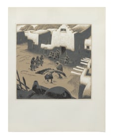 Gustave Baumann (German-American, 1881-1971) Taos Eagle Ceremony- Tesuque Pueblo, 1932