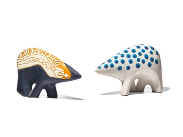 Gene and Rebecca Tobey (American, 1945-2006 and b. 1948) Two Works: Navy and Gold Buffalo, edition