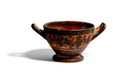 A Greek Black-Figured Skyphos