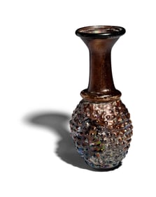 A Roman Aubergine Glass Grape Flask
