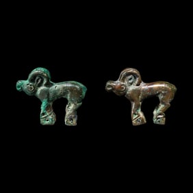 A Pair of Eurasian Bronze Ibexes