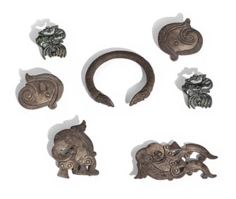 Seven Eurasian Bronze Ornaments