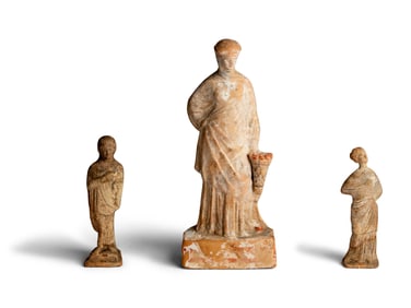 Three Greek Terracotta Standing Female Figures