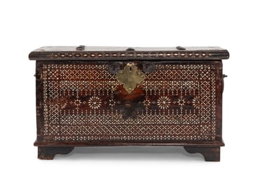 A Middle-Eastern Mother-of-Pearl Inlaid Oak Table Casket