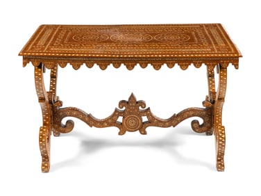 A North Italian Bone-Inlaid Walnut Table