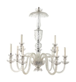 A George III Style Cut Glass Nine-Light Chandelier
