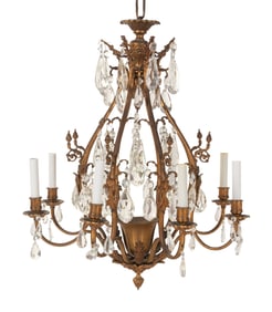 A French Gilt Bronze and Cut Glass Chandelier