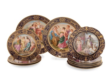 Ten Vienna Hand Painted Porcelain Plates