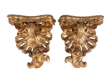 A Pair of George II Style Giltwood Wall Brackets