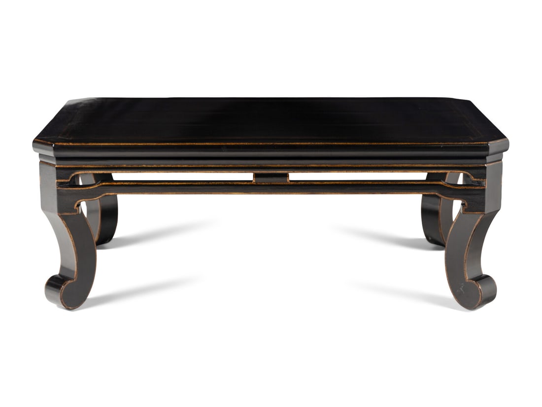 A Contemporary Black Lacquered and Parcel Gilt Low Table (1 of 2)
