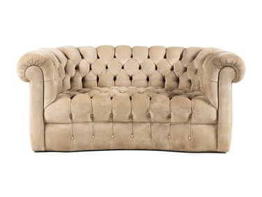A Contemporary Button-Tufted Suede Sofa