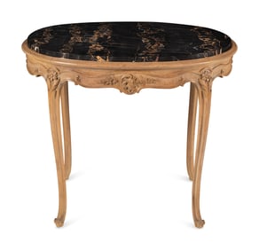 A Louis XV Style Cerused and Marble-Top Side Table