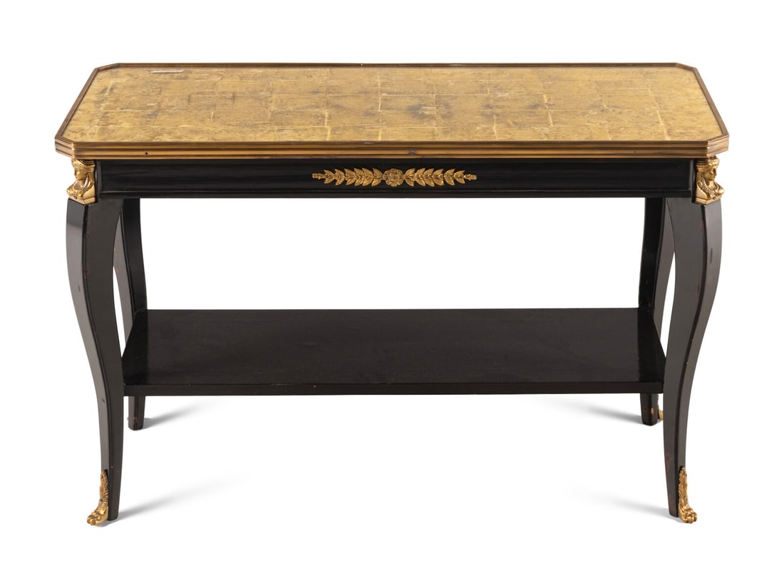 A Louis XVI Style Gilt Bronze Mounted Black Lacquered Low Table (1 of 3)