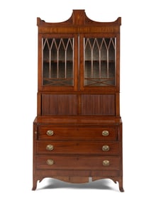 An American Federal Mahogany Secretary Bookcase