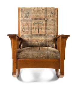 L. and J.G Stickley Inc. Late 20th Century Arts and Crafts Style Oak Rocking Chair