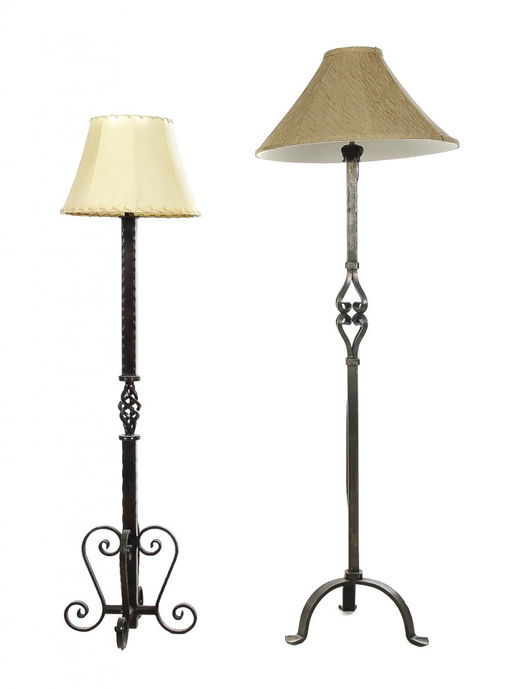 Two Associated Wrought Iron Floor Lamps Height Of Tall
