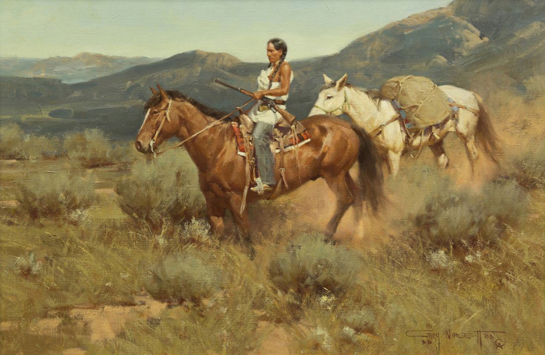 Gary Lawrence Niblett, (American, b. 1943), Down from T: Gary Lawrence Niblett (American, b. 1943) Down from Taos, 1983 oil on canvas signed Gary Niblett and dated (lower right) 15 3/4 x 23 3/4 inches. Provenance: The Ottinger Galler