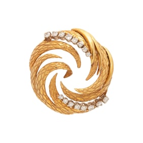 GOLD AND DIAMOND CIRCLE BROOCH