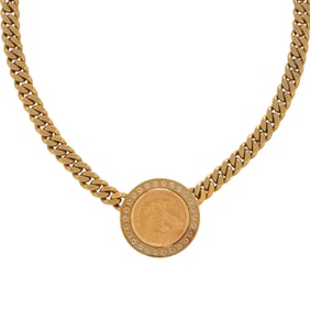DIAMOND AND GOLD COIN NECKLACE
