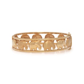 YELLOW GOLD ELEPHANT MOTIF  BANGLE BRACELET