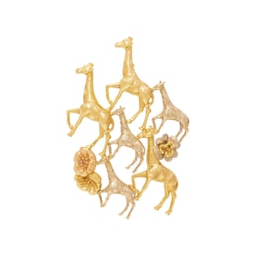 TRICOLOR GOLD GIRAFFE BROOCH
