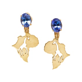 TANZANITE AND YELLOW GOLD EARRINGS