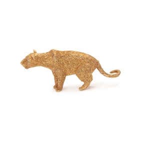 YELLOW GOLD AND RUBY CHEETAH BROOCH