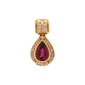 H. STERN, RUBELLITE TOURMALINE, DIAMOND, AND YELLOW GOLD PENDANT