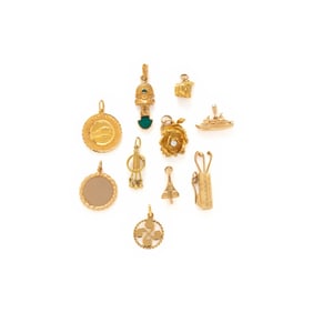 COLLECTION OF YELLOW GOLD CHARMS
