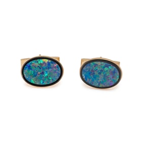 BLACK OPAL AND ONYX CUFFLINKS