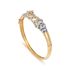 SAPPHIRE AND DIAMOND PANTHER BRACELET