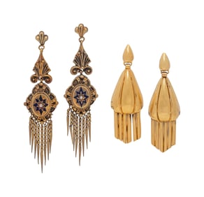 TWO PAIRS OF FRINGE EARRINGS